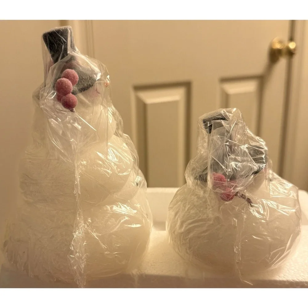 Set Of 2 Illuminated Melted‎ Snowman By Candle Impressions. Deadstock Rare New